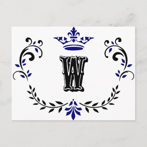 Crown Wreath Monogram W Postcard