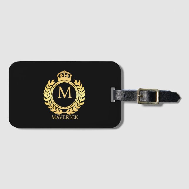 crown wreath Monogrammed Luggage Tag (Front Horizontal)