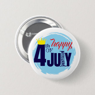 Crowned 4th Of July Button