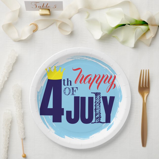 Crowned 4th Of July Paper Plates (Wedding)