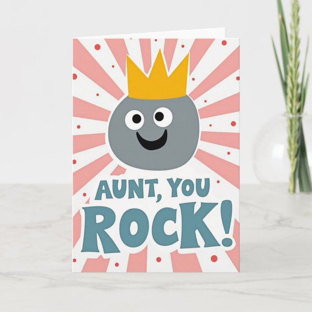 Crowned Aunt Rocks Mothers Day Card (Front)