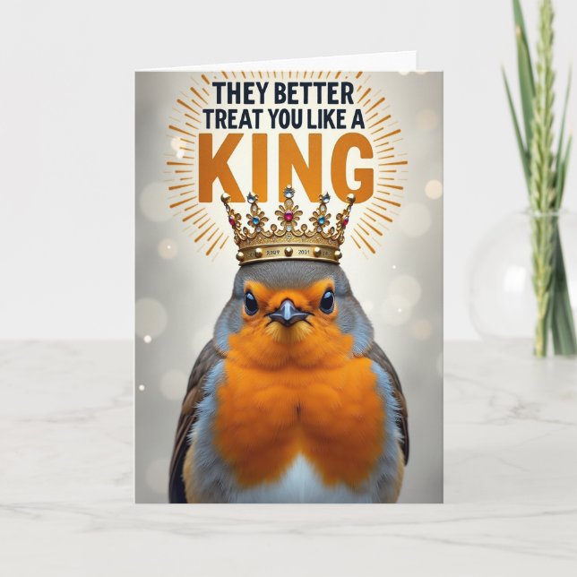 Crowned Avian Birthday Card (Front)