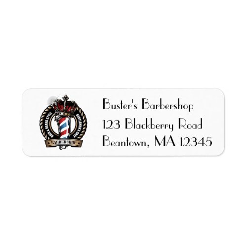 Crowned Barber Pole Logo Personalize Label