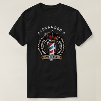 Crowned Barber Pole Logo Personalize T-shirt by BarbeeAnne at Zazzle