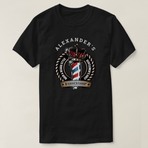 Crowned Barber Pole Logo Personalize T_Shirt