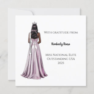 Crowned Beauty Queen Flat Thank You Card
