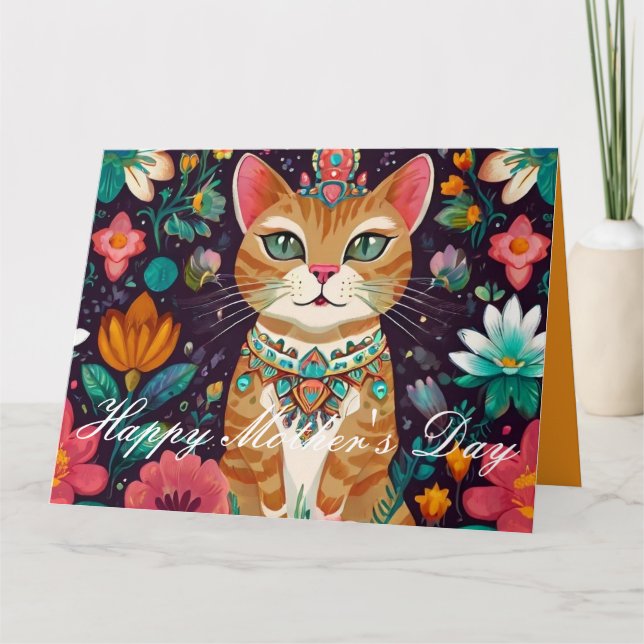 Crowned Bejewelled Cat Card (Front)