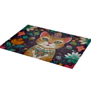 Crowned Bejewelled Cat Cutting Board
