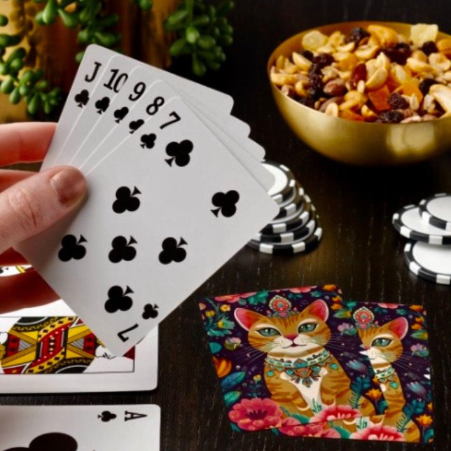 Crowned Bejewelled Cat Poker Cards (Poker cards easy to shuffle, smooth card stock. Dimensions: 2.5" x 3.5”. 
)