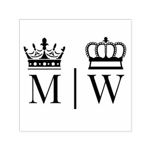Crowned Bride Groom Wedding 2 Initial Monogram VS Self-inking Stamp