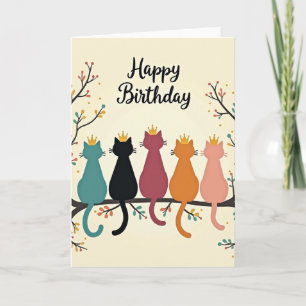 Crowned Cats Birthday Card