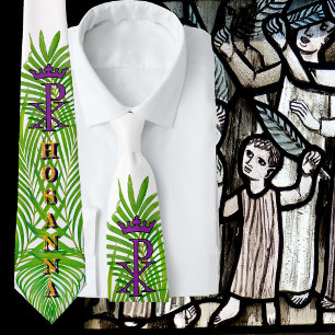 Crowned Chi Rho HOSANNA Palm Sunday Neck Tie