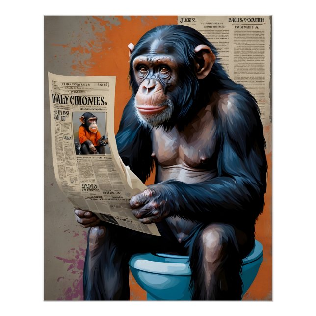 Crowned Chimp on the Throne – Bold Pop Art  Poster (Front)