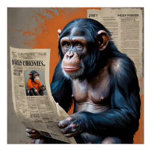 Crowned Chimp Royalty" – Fun Pop Art with Colorful Poster