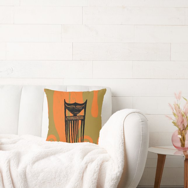 Crowned Coils: Afrocentric Pop Art Symbol in Style Throw Pillow (Creator Uploaded)