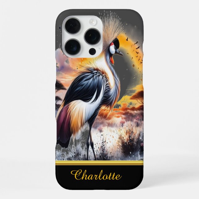 Crowned Crane Stands Majestically Iphone Case (Back)