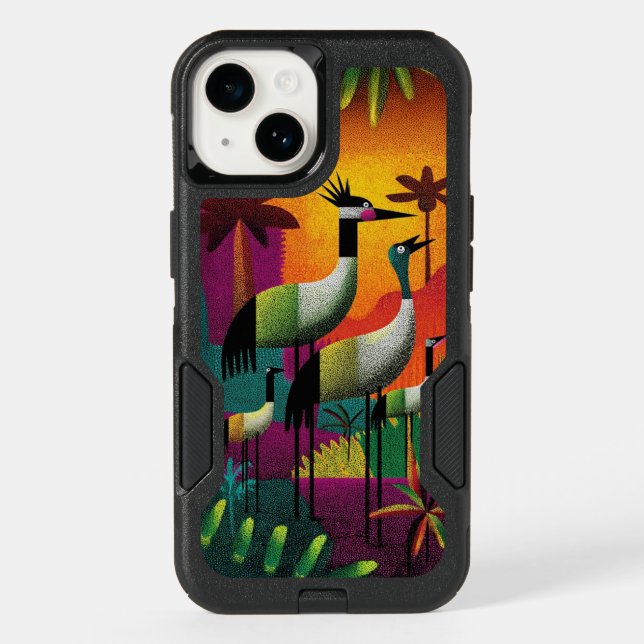Crowned Cranes Jungle Pop Phone Case (Back)