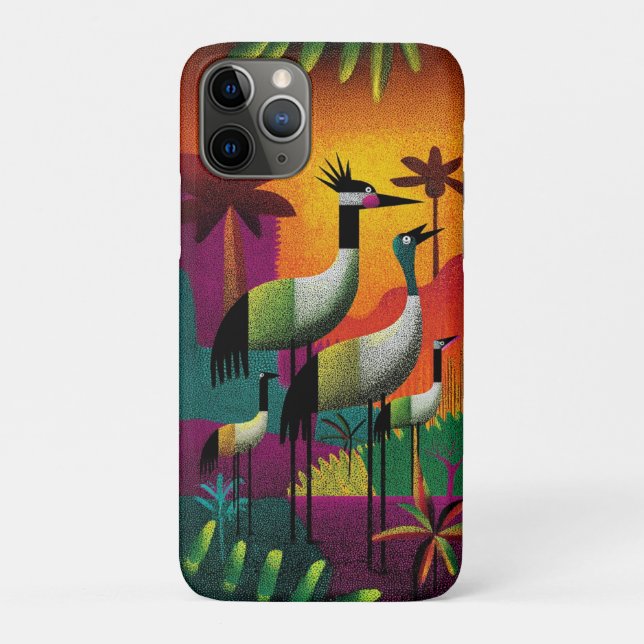 Crowned Cranes Jungle Pop Phone Case (Back)