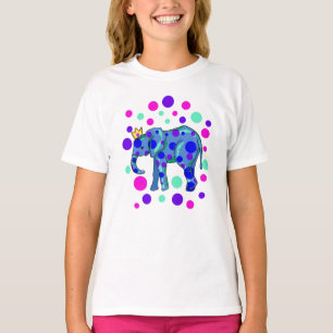 Crowned Elephant with Polka Dots Girl's T-Shirt