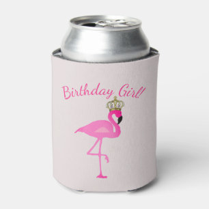 Crowned Flamingo Birthday Girl Can Cooler