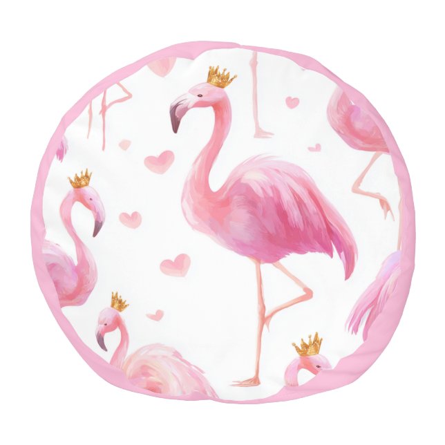Crowned Flamingo – Luxe Island Vibes Pouf (Bottom)