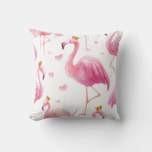 Crowned Flamingo – Luxe Island Vibes Throw Pillow