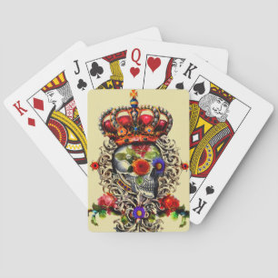 Crowned Floral Skull Poker Cards