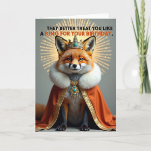 Crowned Fox Birthday Card