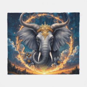 Crowned Guardian of the Celestial Gate the elefant Fleece Blanket