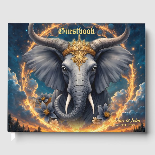 Crowned Guardian of the Celestial Gate the elefant Guest Book (Front)