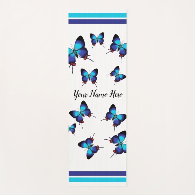 Crowned Hairstreak- blue butterfly personalized Yo Yoga Mat (Front)