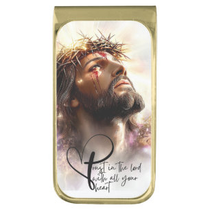 Crowned in Faith, Anchored in Trust Gold Finish Money Clip