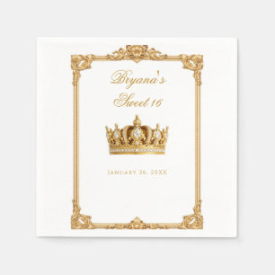 Crowned in Gold Royal Chair Birthday Party Napkins