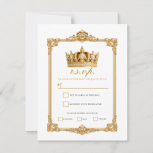 Crowned in Gold Royal Crown Elegant Wedding RSVP Invitation