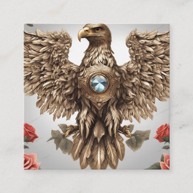 Crowned jeweled eagle square business card (Front)