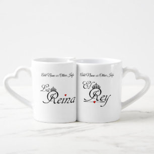 Crowned King and Crowned Queen Rey y Reina Coffee Mug Set