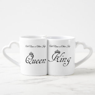 Crowned King and Crowned Queen Wedding Coffee Mug Set