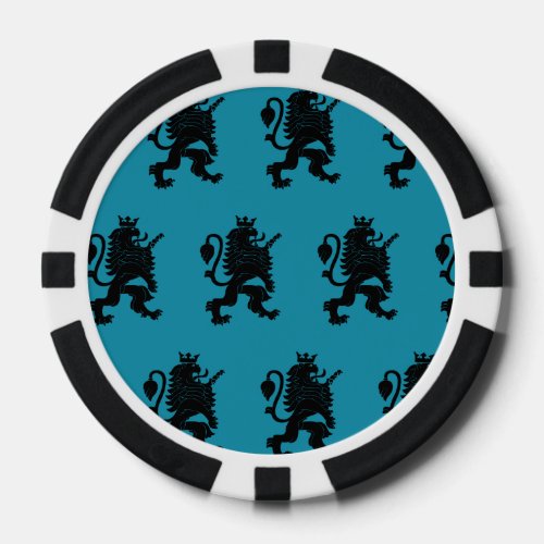 Crowned Lion Black Blue Poker Chips