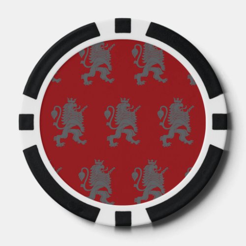 Crowned Lion Grey Red Poker Chips