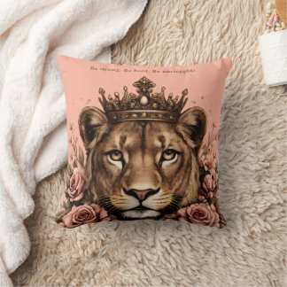 Crowned Lioness Empowerment Throw Pillow
