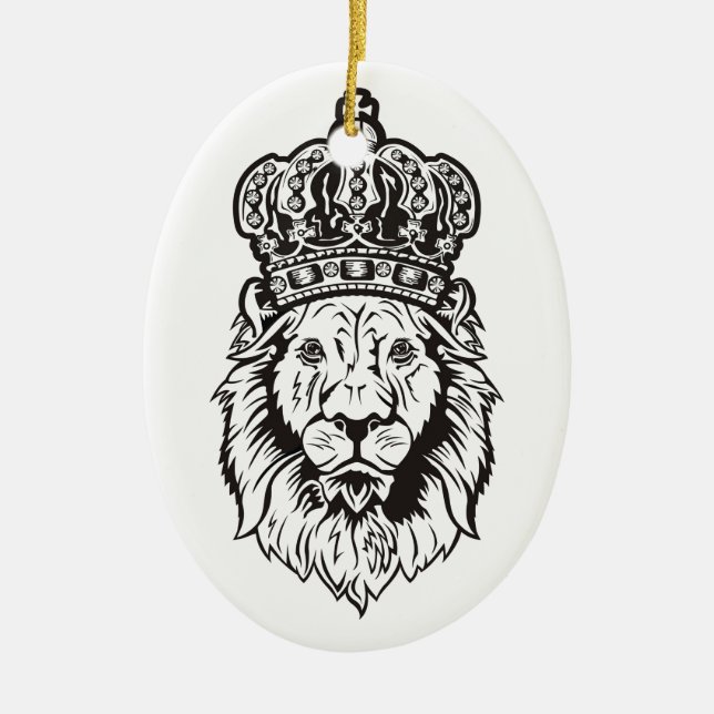 Crowned Lion's Head Ceramic Ornament (Front)