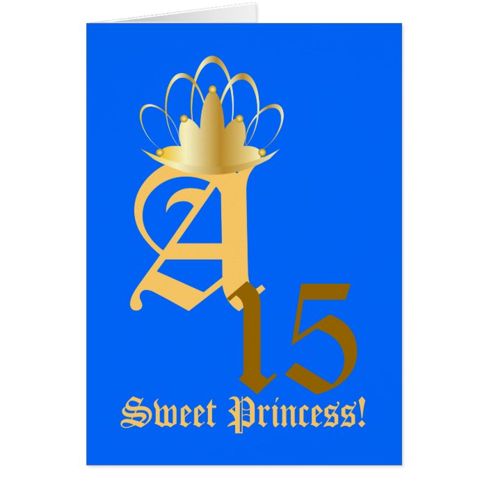 Crowned Monogram Sweet Fifteen Customize Card