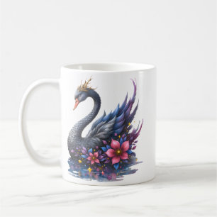 Crowned Moon Swan – Guardian of the Silent Lake.  Coffee Mug