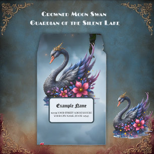 Crowned Moon Swan – Guardian of the Silent Lake. Envelope Mailers