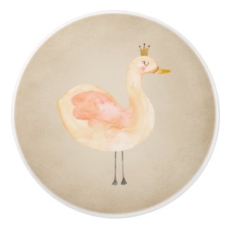 Crowned Peach Swan Nursery Ceramic Knob