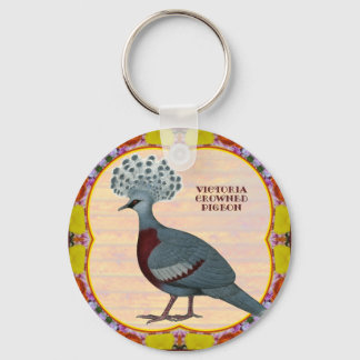 Crowned Pigeon Floral Keychain
