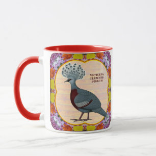 Crowned Pigeon Floral Mug
