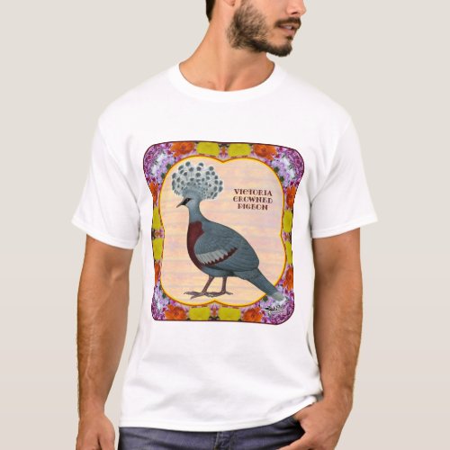 Crowned Pigeon Floral T_Shirt