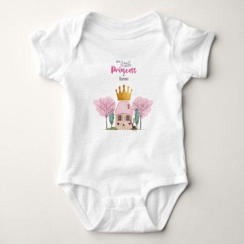 Crowned Pink Fairy Castle for the Little Princess Baby Bodysuit