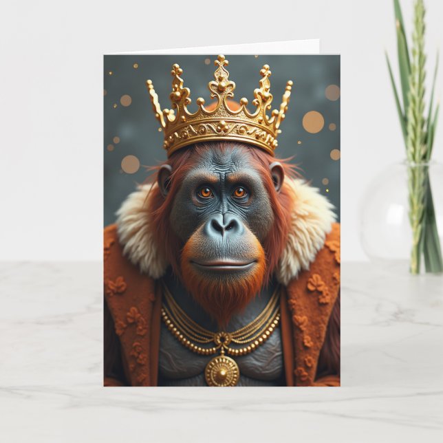 Crowned Primate Birthday Card (Front)